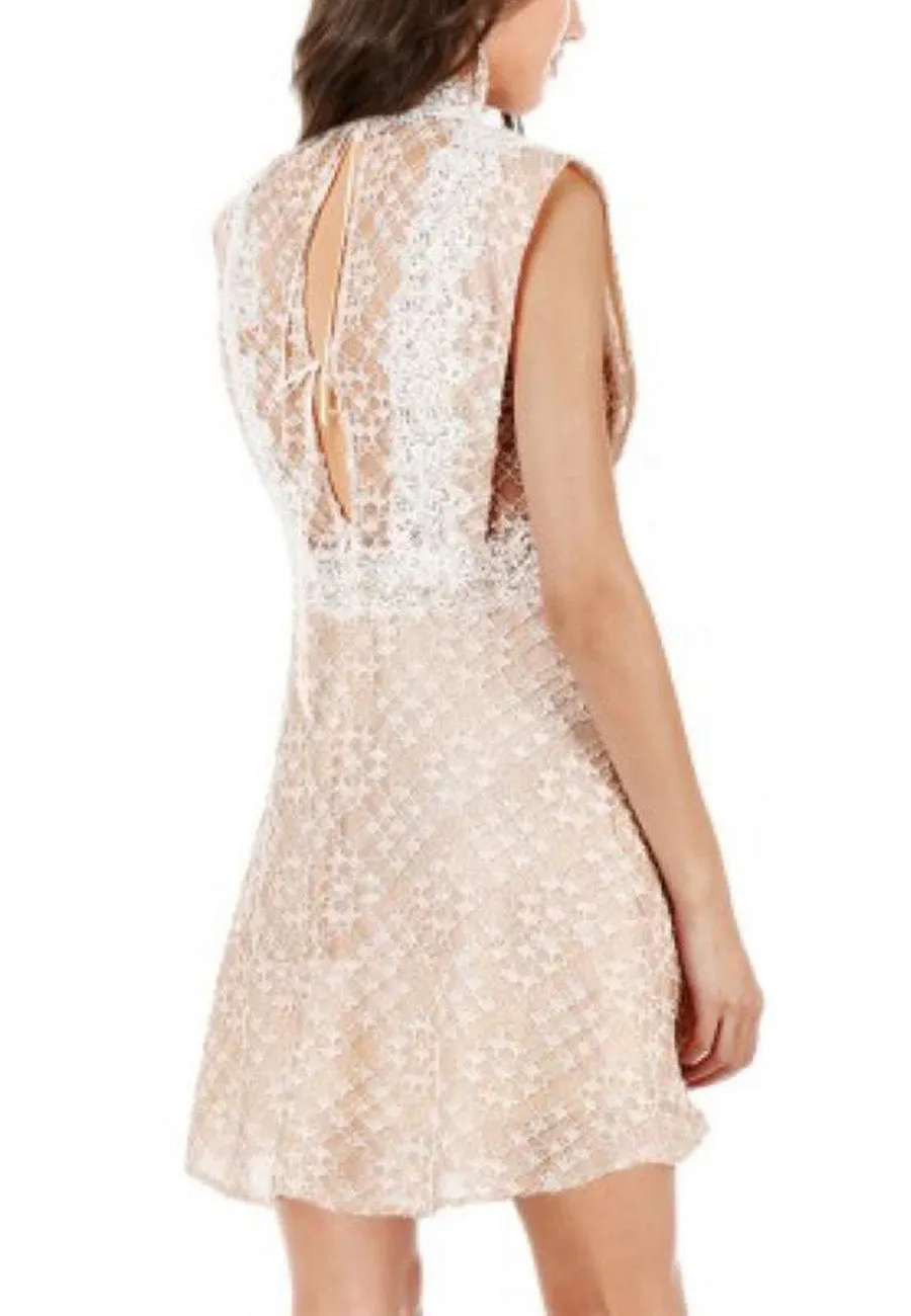 Nude Peaches Lace Mini Dress