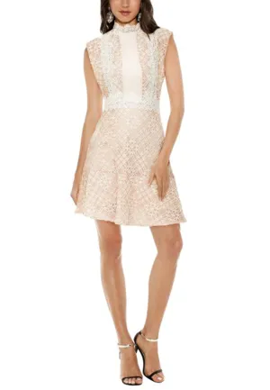 Nude Peaches Lace Mini Dress
