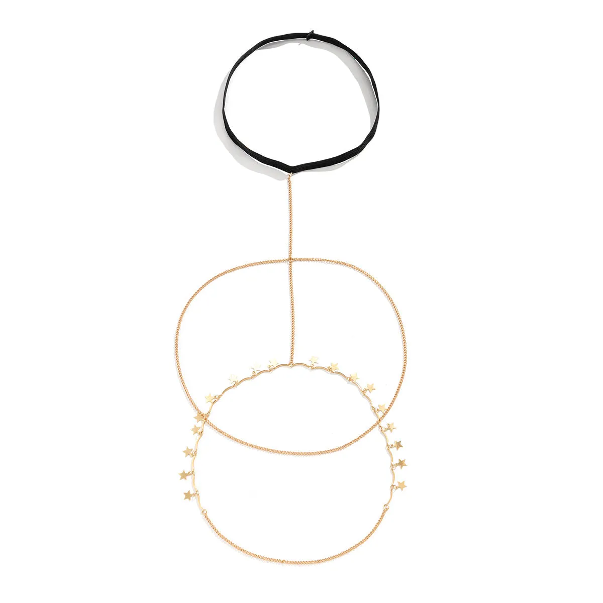 Nylon & 18K Gold-Plated Star Layered Leg Chain