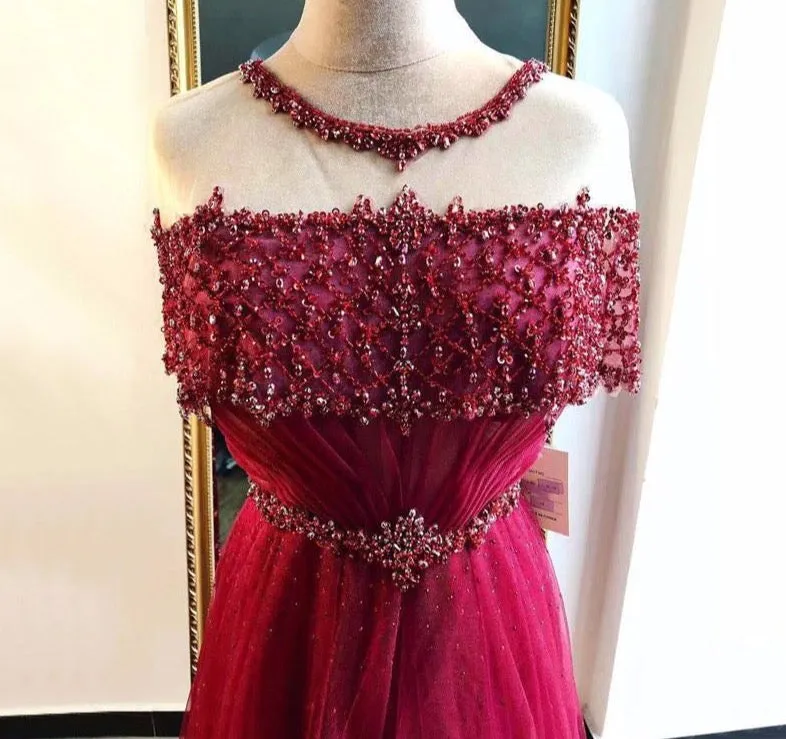 O-Neck Diamond Sequins Sexy Evening Dresses