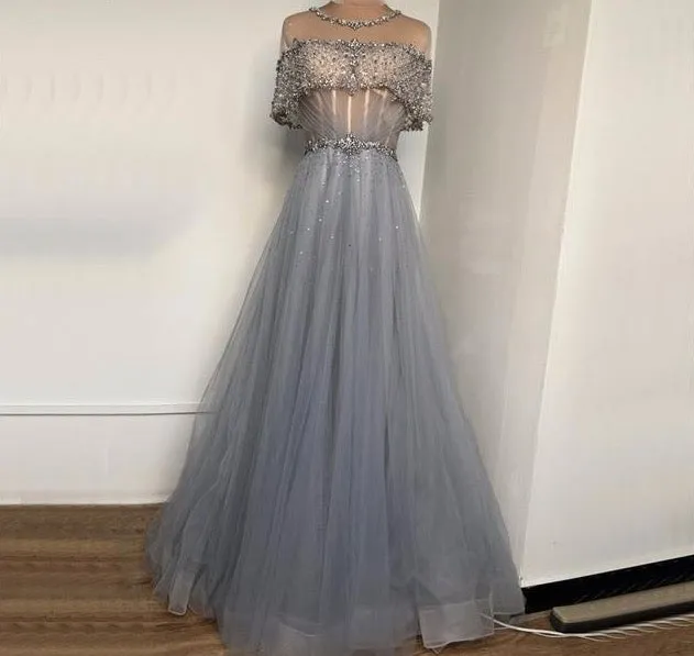 O-Neck Diamond Sequins Sexy Evening Dresses