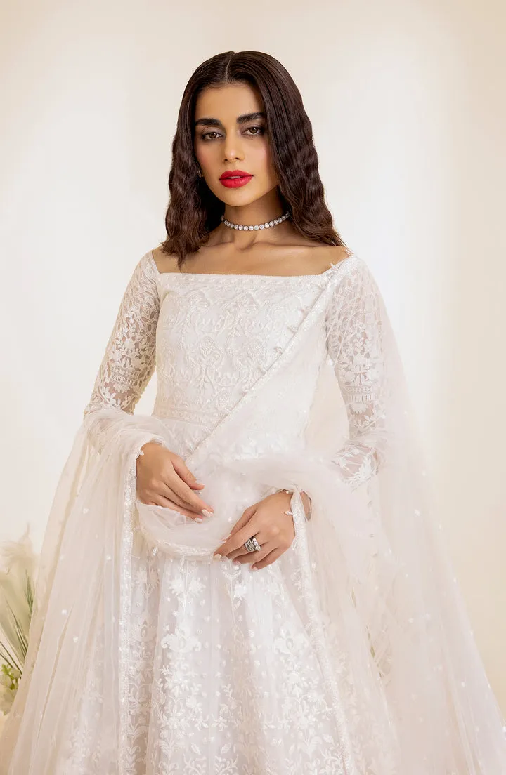 Off White Embroidered Pakistani Wedding Dress in Fairy Gown Style