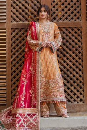 Orange Heavily Embellished Pakistani Wedding Dress Kameez Trousers