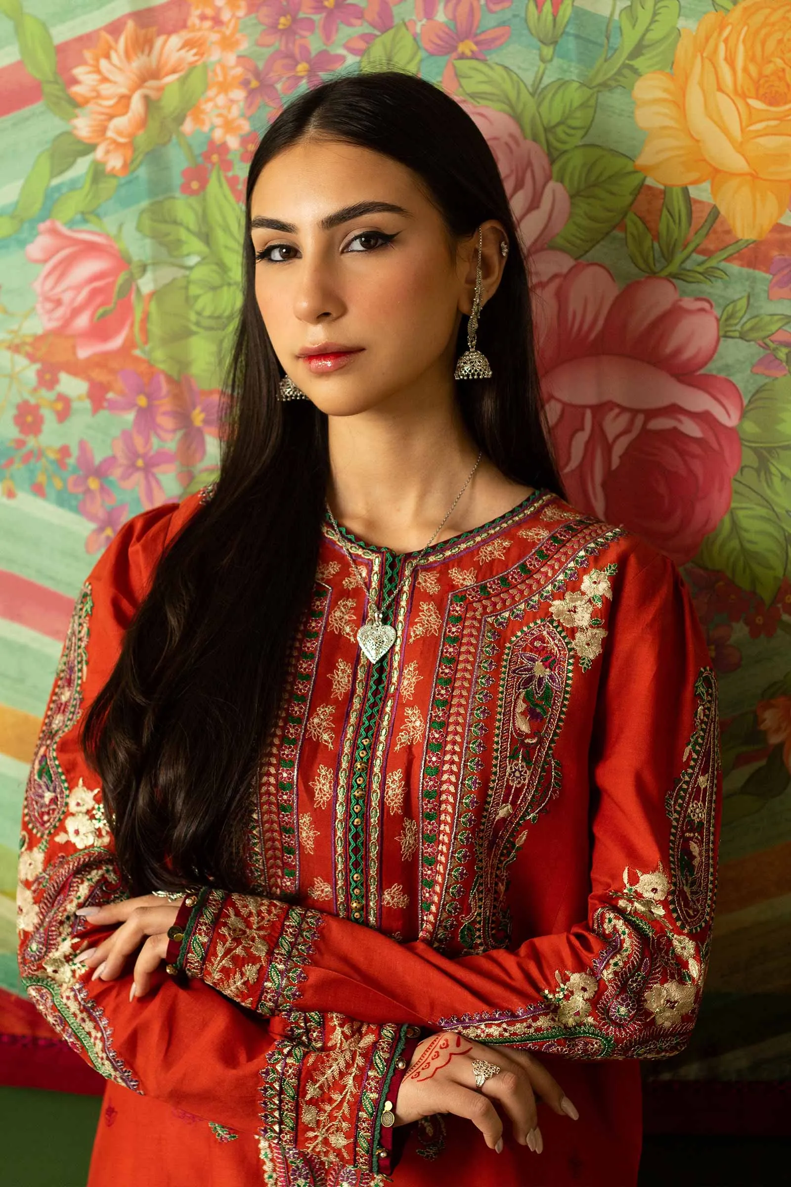 Orange White Salwar Kameez Dupatta Pakistani Party Dress