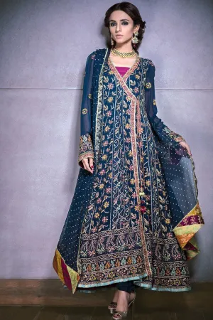 Pakistani blue designer dress for wedding wear # B3310