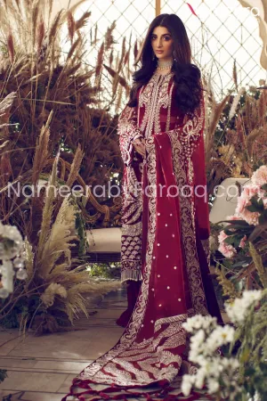 Pakistani Embroidered Royal Red Party Dress #PS07