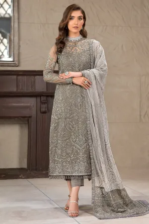 Pakistani Long Kameez and Capri Party Wear in Greyish Black