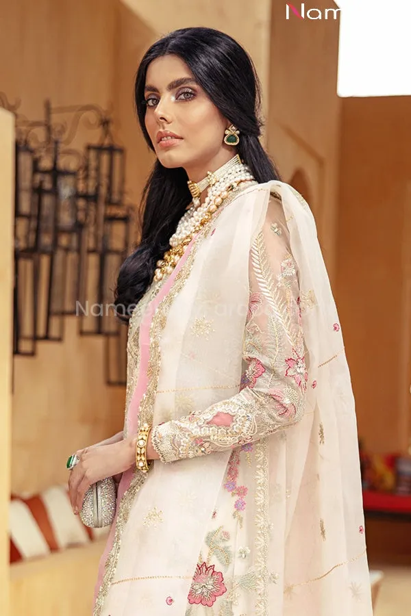 Pakistani Off White Party Dress with Embroidery #BP203