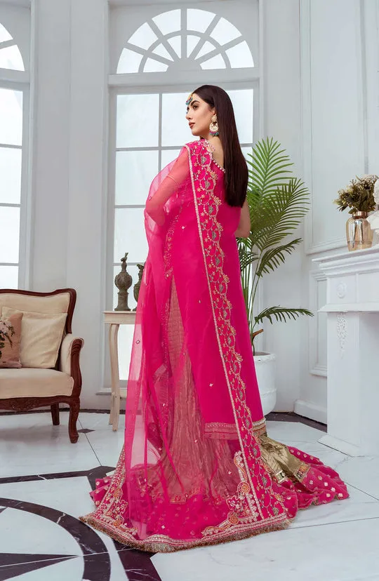 Pakistani Pink Embroidered Kameez Crushed Sharara Wedding Dress