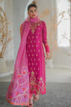 Pakistani Pink Embroidered Long Kameez With Trousers
