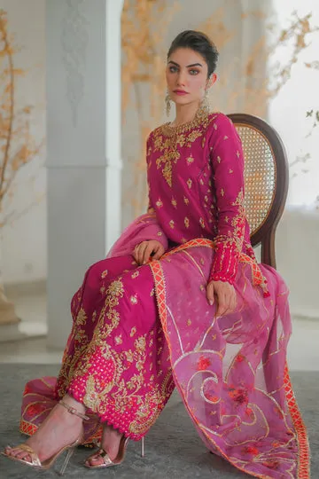 Pakistani Pink Embroidered Long Kameez With Trousers