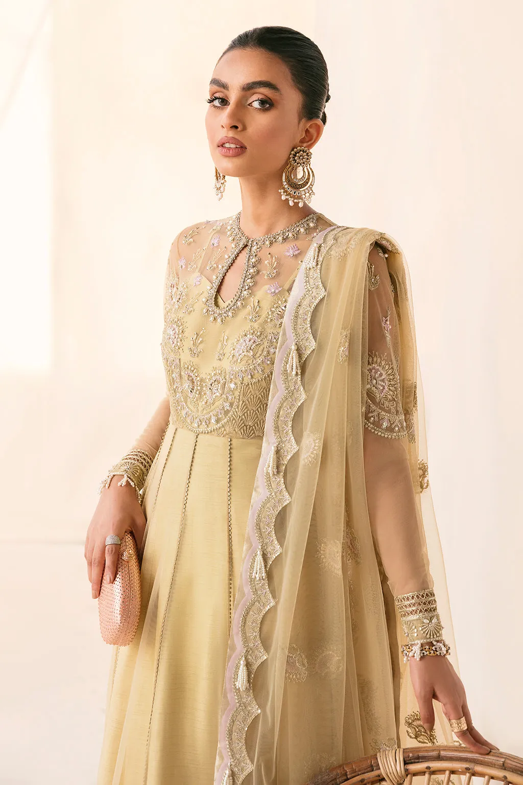 Pakistani Pishwas Dress in Olive Green Shade #PS926