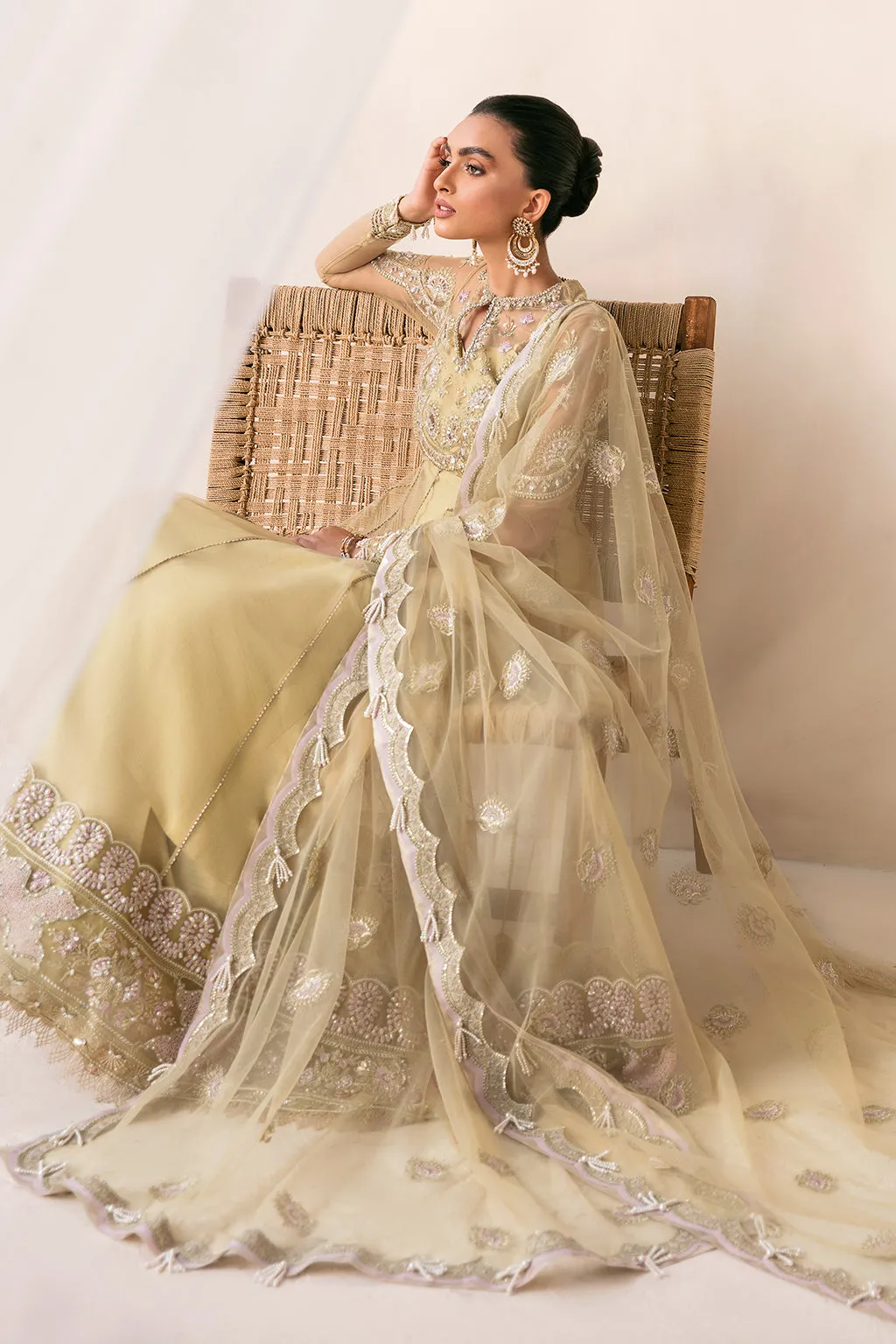 Pakistani Pishwas Dress in Olive Green Shade #PS926