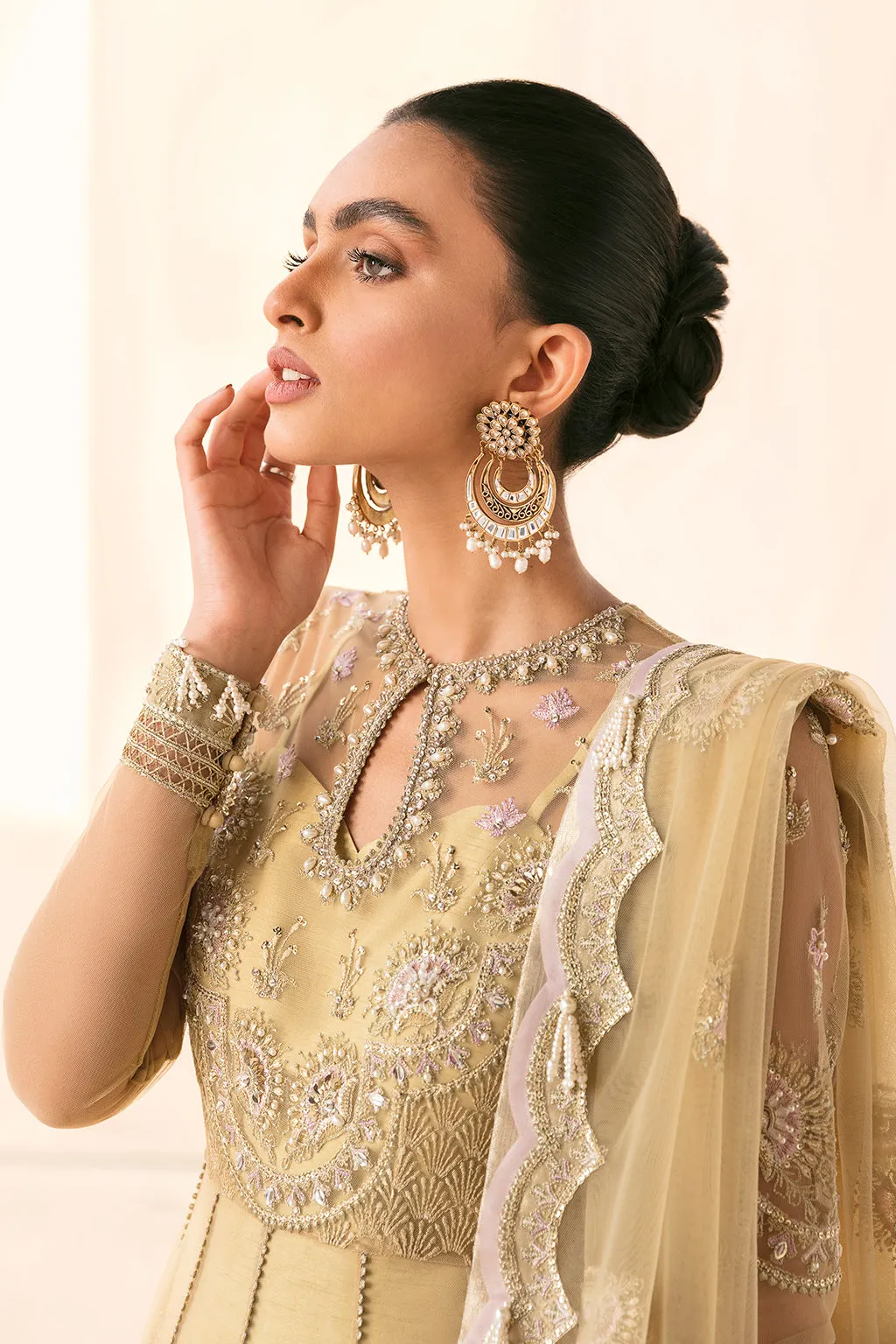 Pakistani Pishwas Dress in Olive Green Shade #PS926