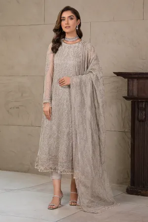 Pakistani Silver Embroidered Long Kameez with Capri Party wear