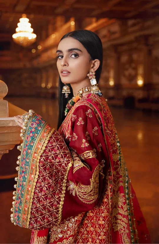 Pakistani Wedding Dress in Heavily Embellished Kameez Trousers Style