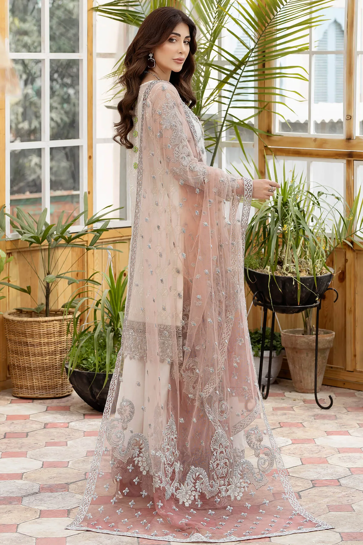 Pearl Hand Embellished Kameez Trousers with Dupatta Party Dress