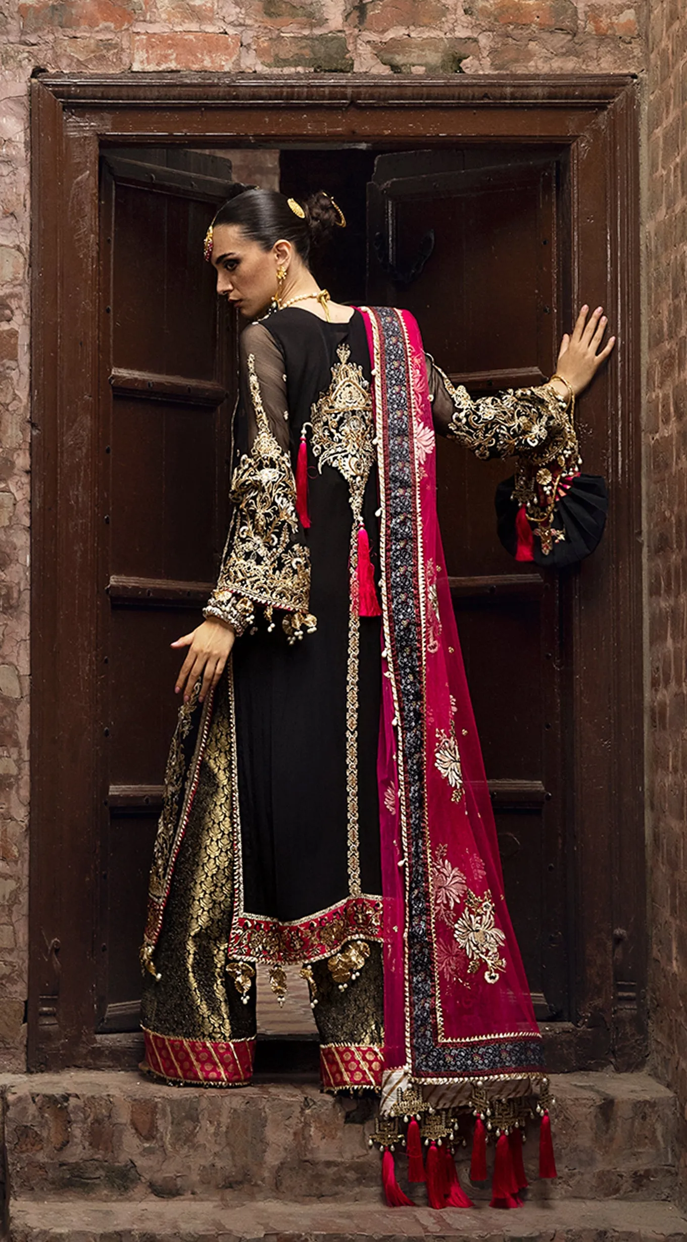 Pink Black Salwar Kameez for Pakistani Party Dresses
