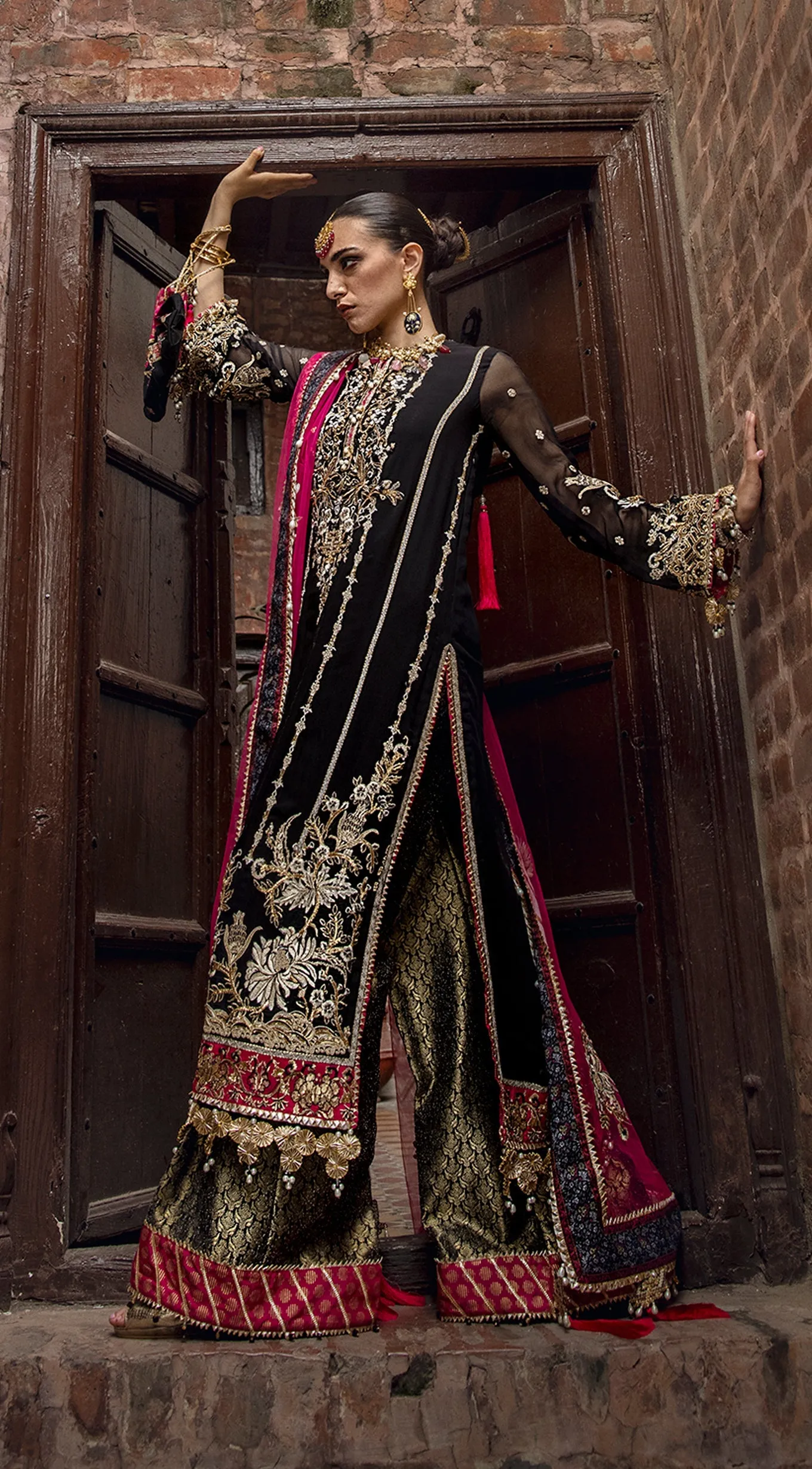 Pink Black Salwar Kameez for Pakistani Party Dresses