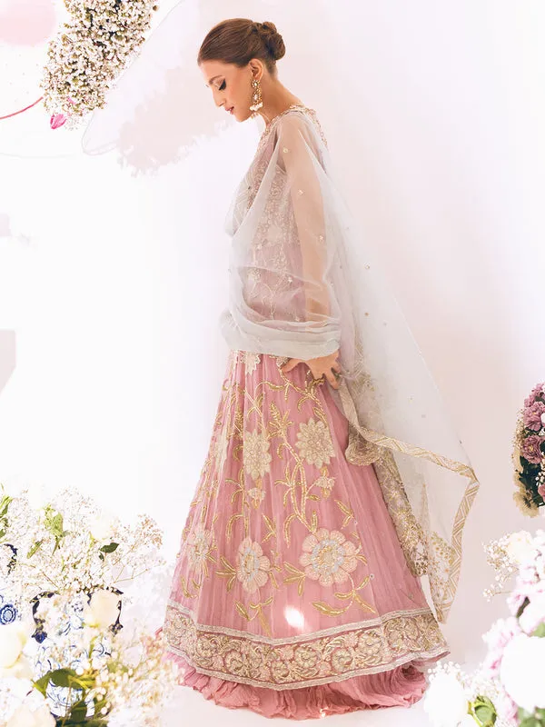 Pink Heavily Embellished Pakistani Wedding Dress Pishwas Frock