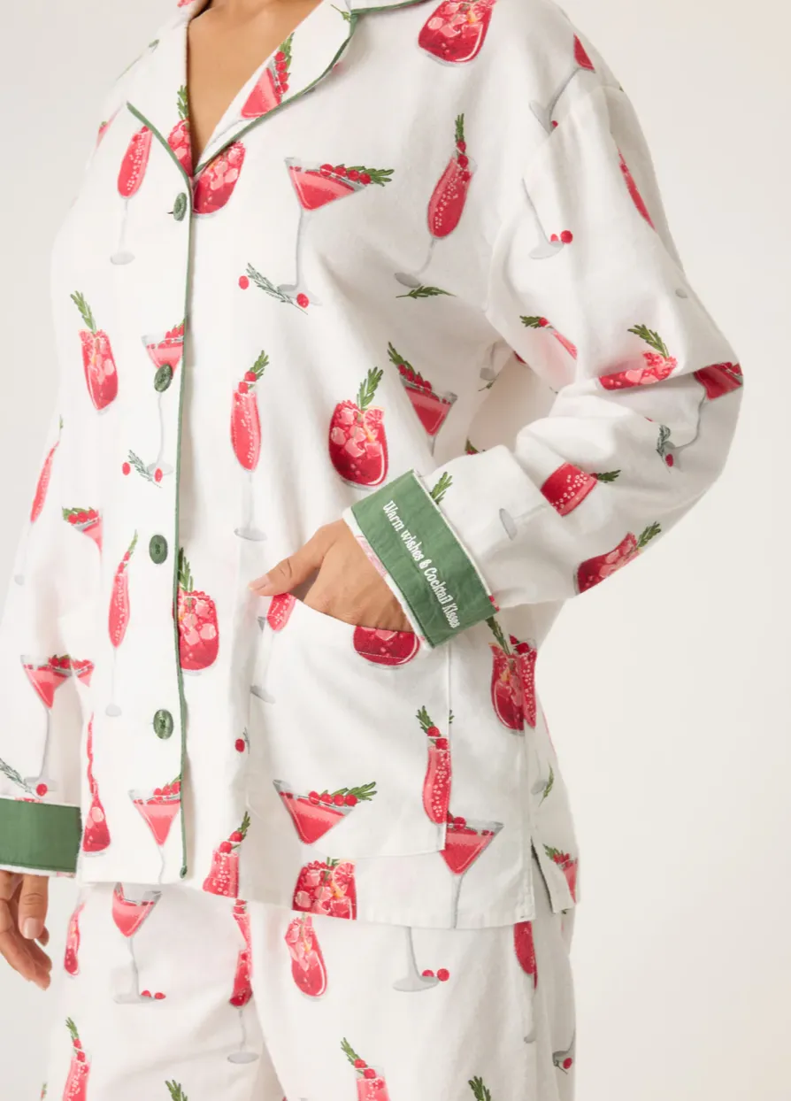 PJ Salvage Flannel Pyjamas Cranberries and Cocktails