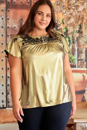 Plus Size Floral Embroidered Top