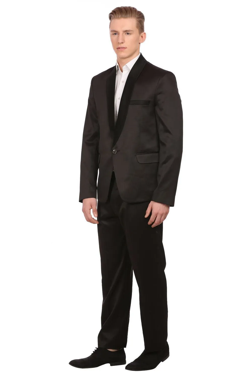Poly Blend Black Tuxedo Suit