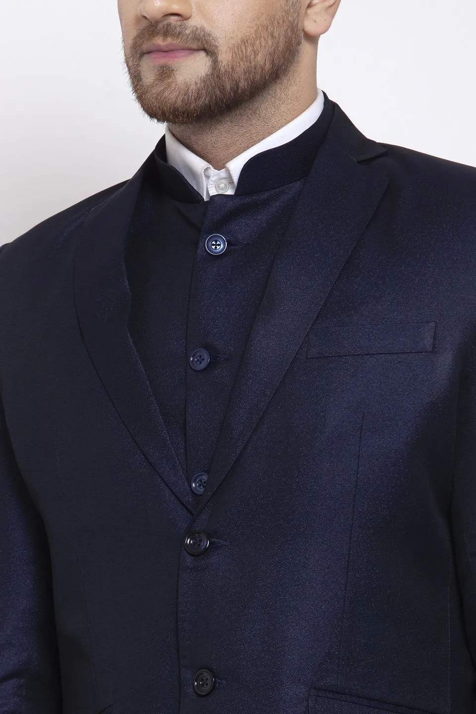 Poly Blend Blue Three Piece Suit