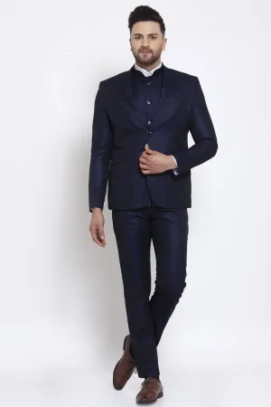 Poly Blend Blue Three Piece Suit