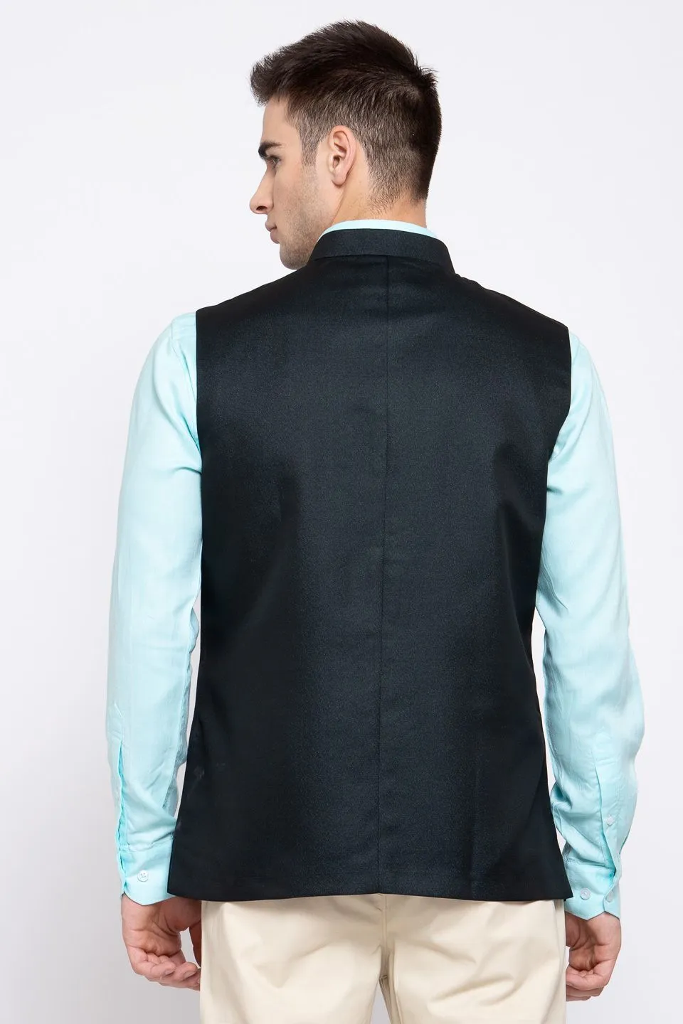 Poly Blend Green Nehru Jacket
