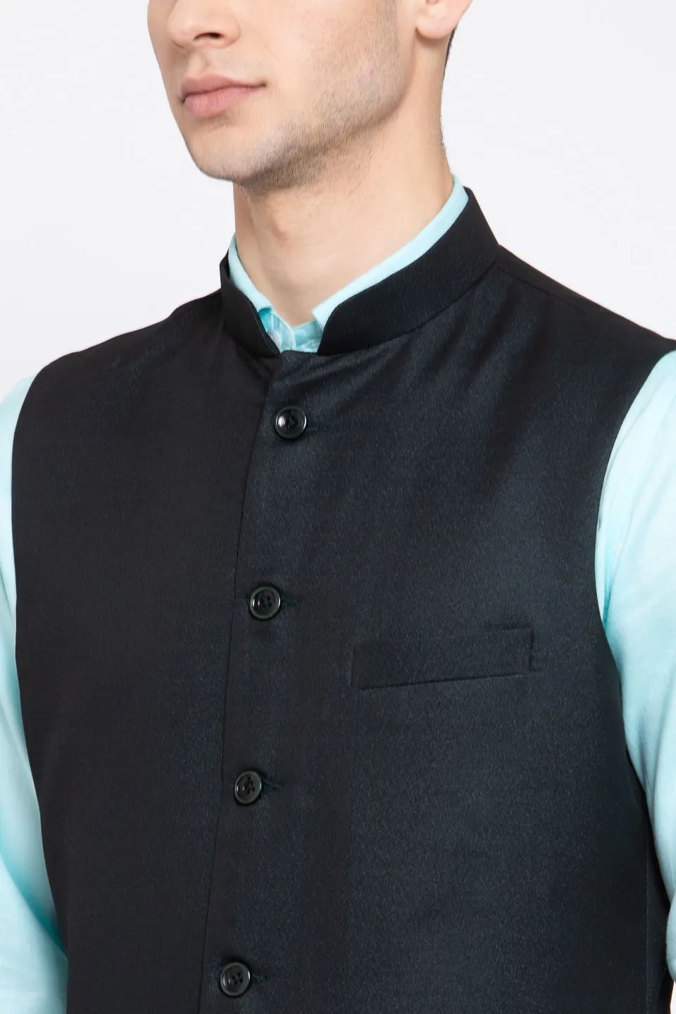 Poly Blend Green Nehru Jacket