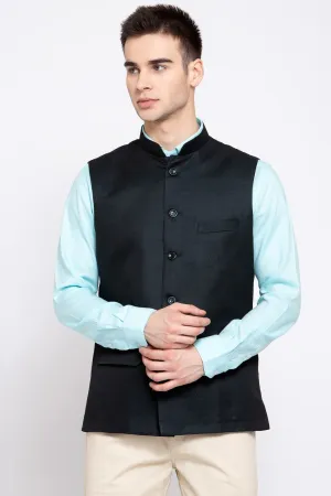 Poly Blend Green Nehru Jacket