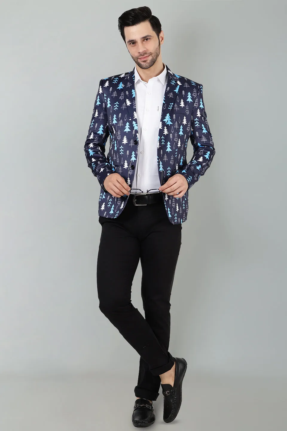 Polyester Christmas Blue Blazer