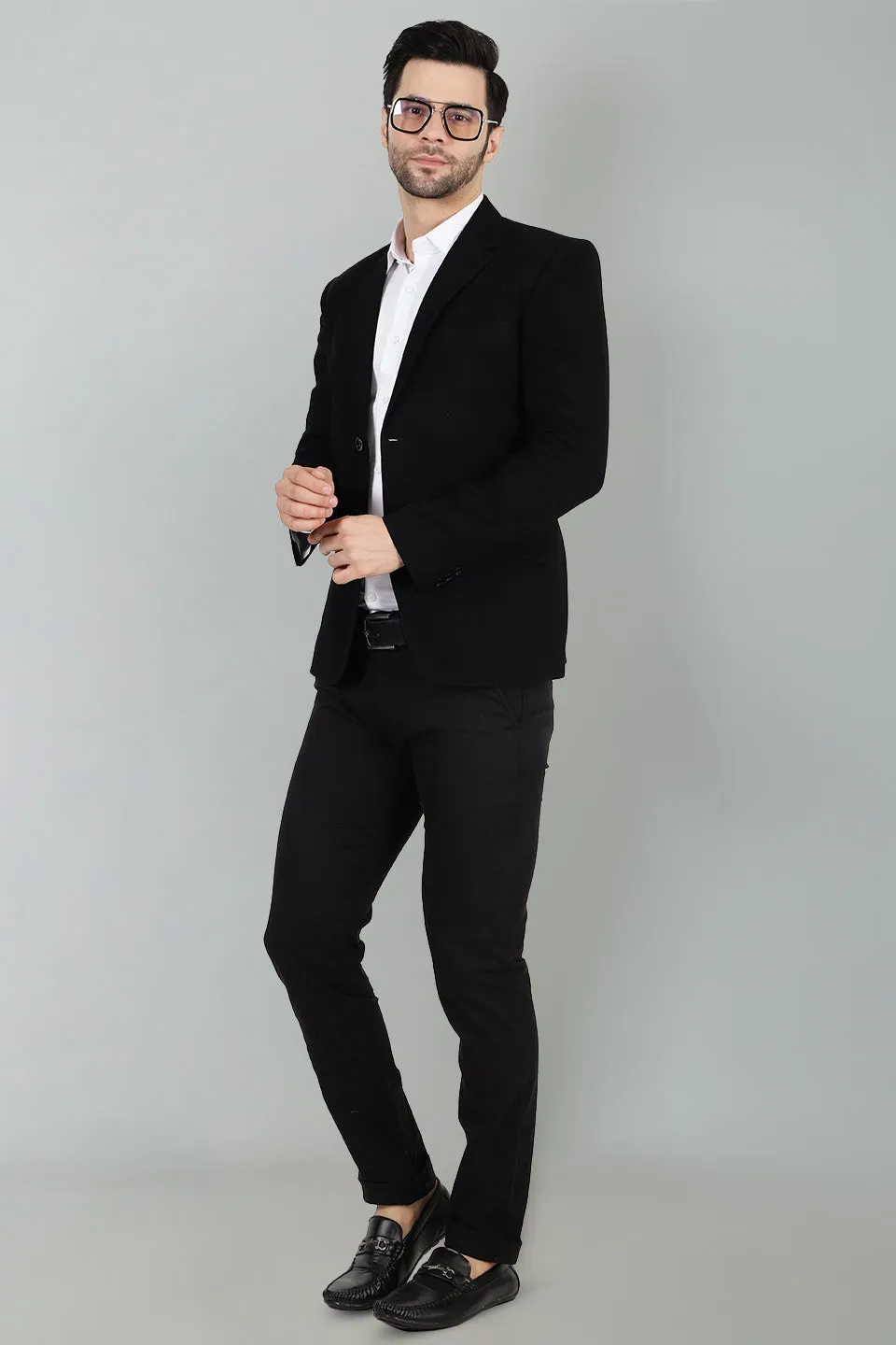 Polyester Cotton Black Blazer