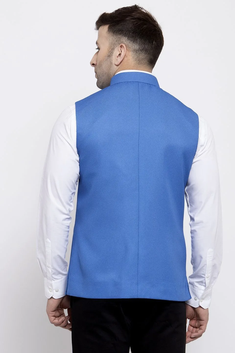 Polyester Cotton Blue Modi Nehru Jacket