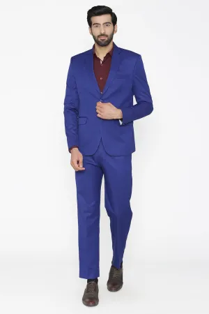 Polyester Cotton Blue Two Piece Suit