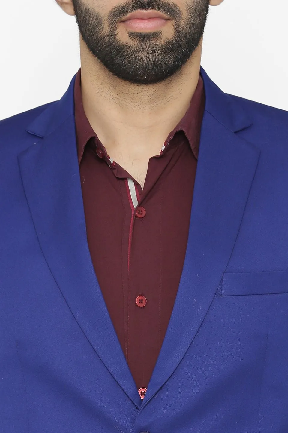 Polyester Cotton Blue Two Piece Suit