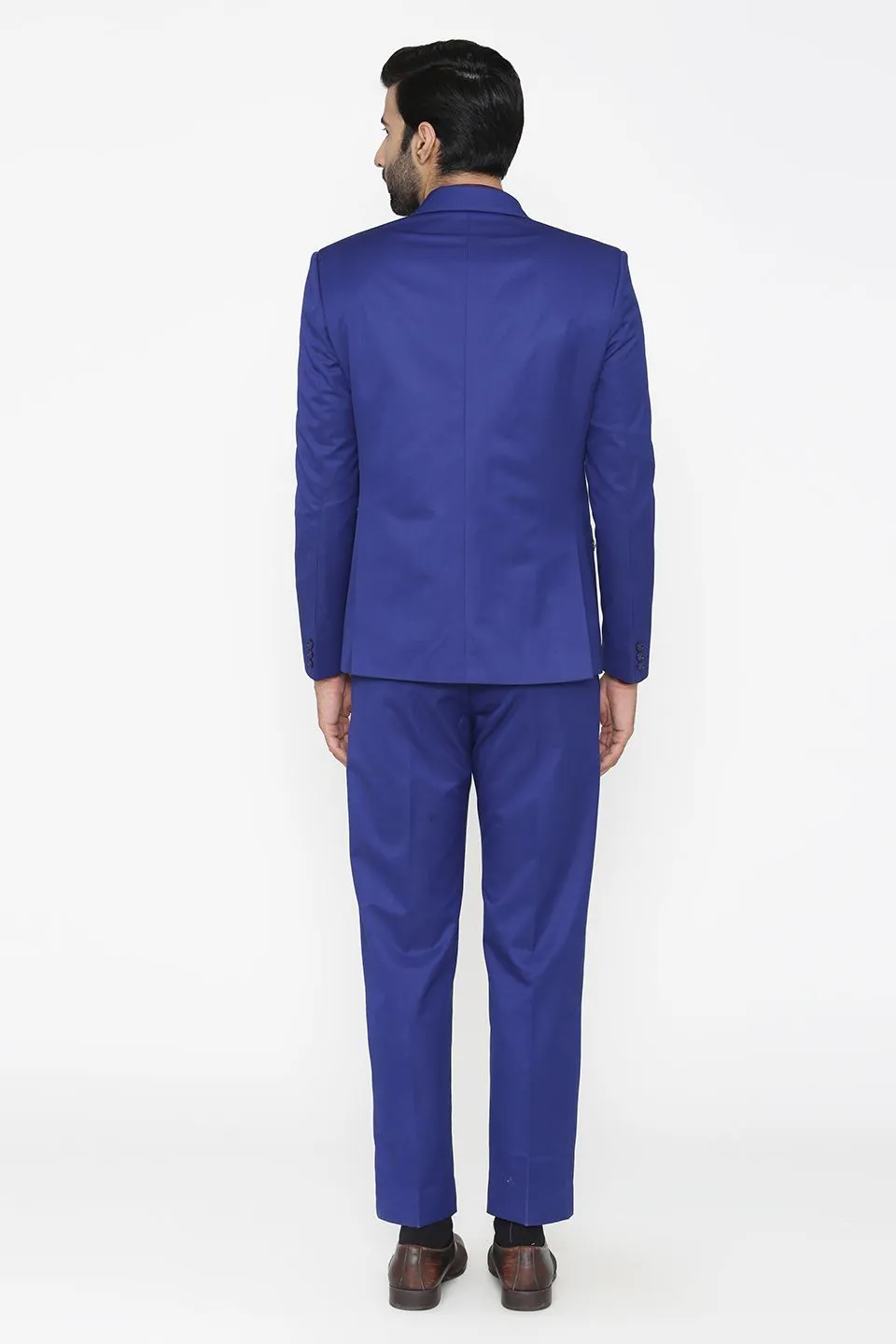 Polyester Cotton Blue Two Piece Suit