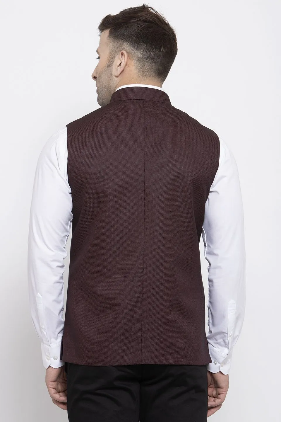 Polyester Cotton Dark Brown Modi Nehru Jacket