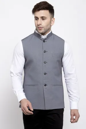 Polyester Cotton Grey Modi Nehru Jacket
