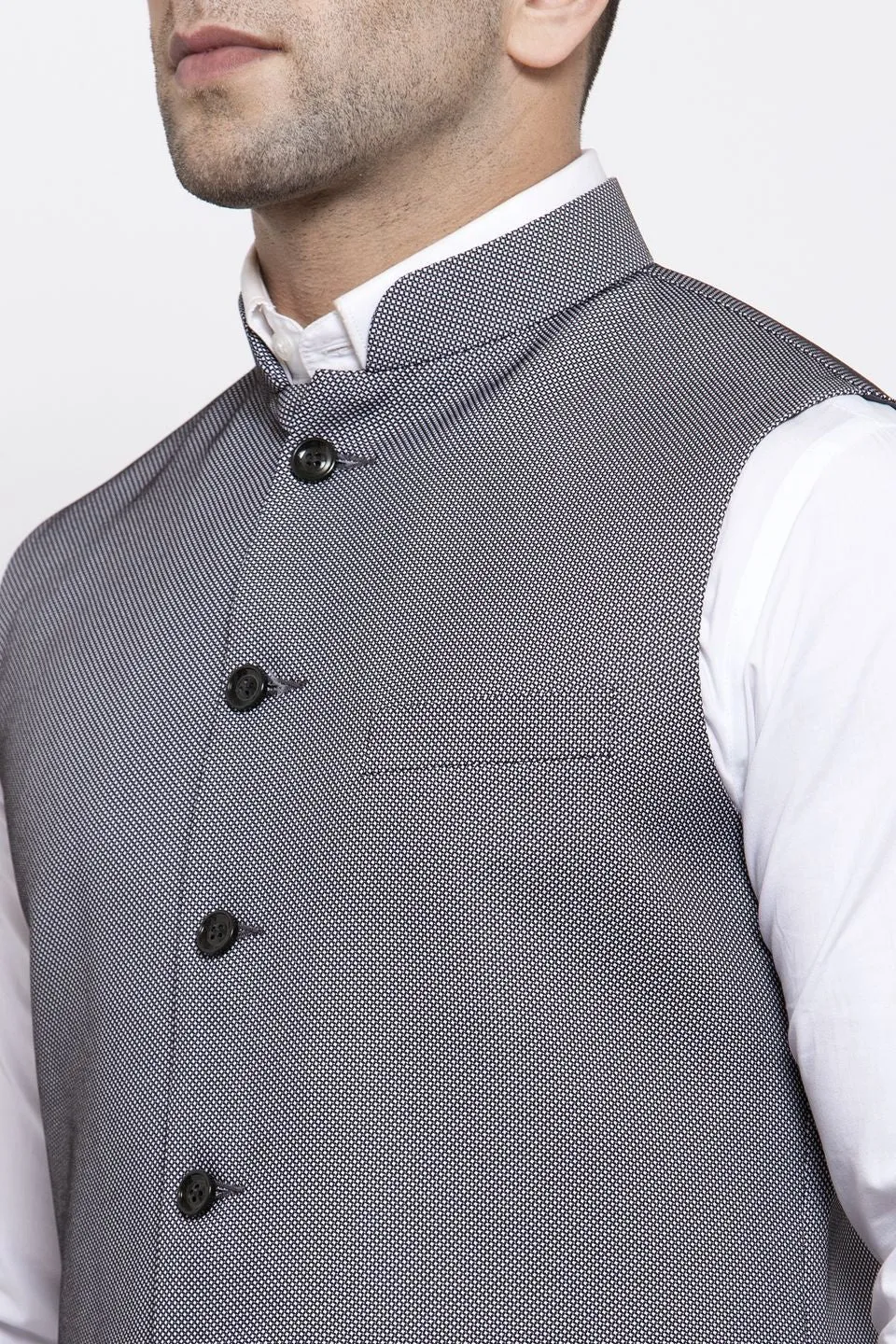 Polyester Cotton Grey Modi Nehru Jacket