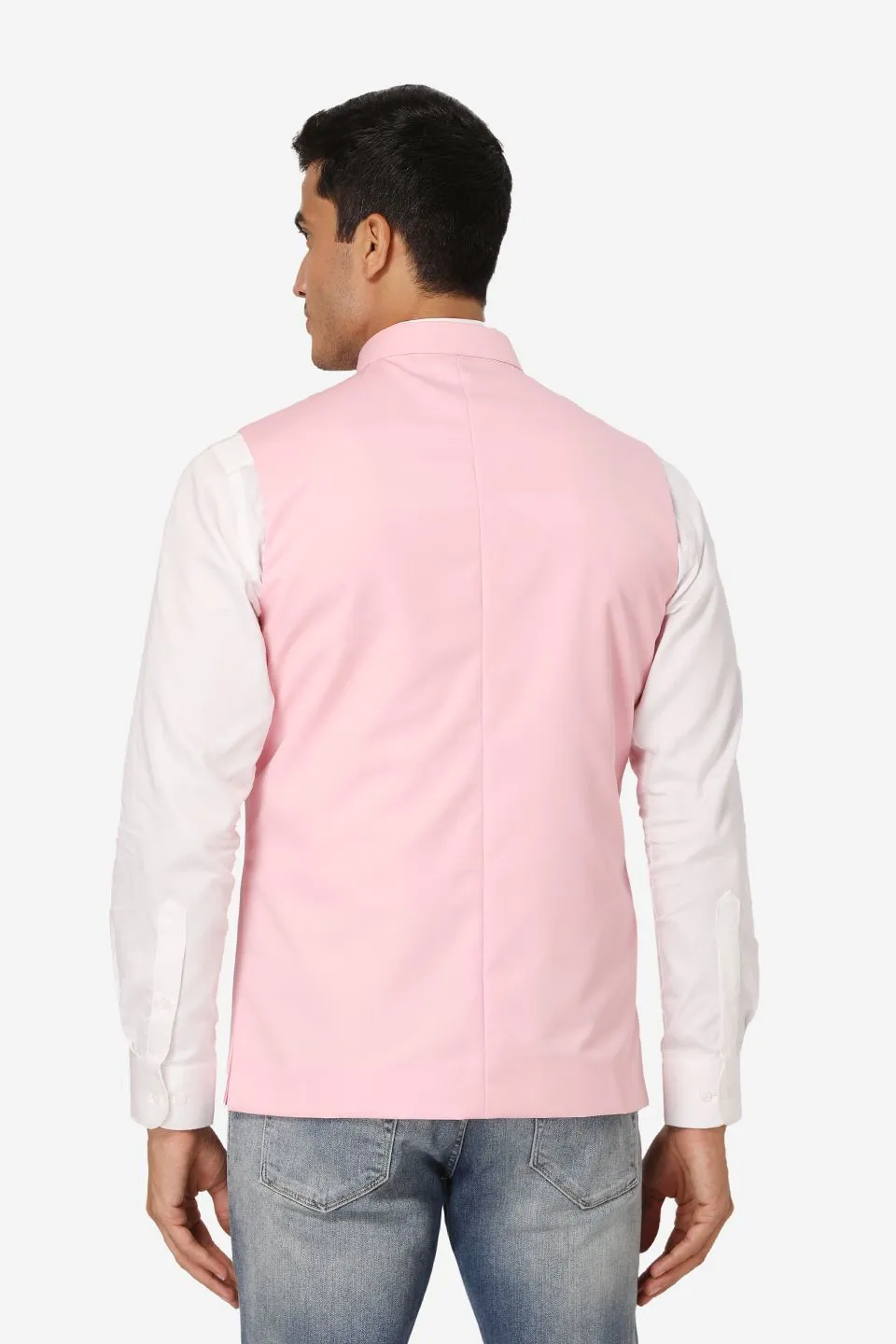 Polyester Cotton Pink Modi Nehru Jacket