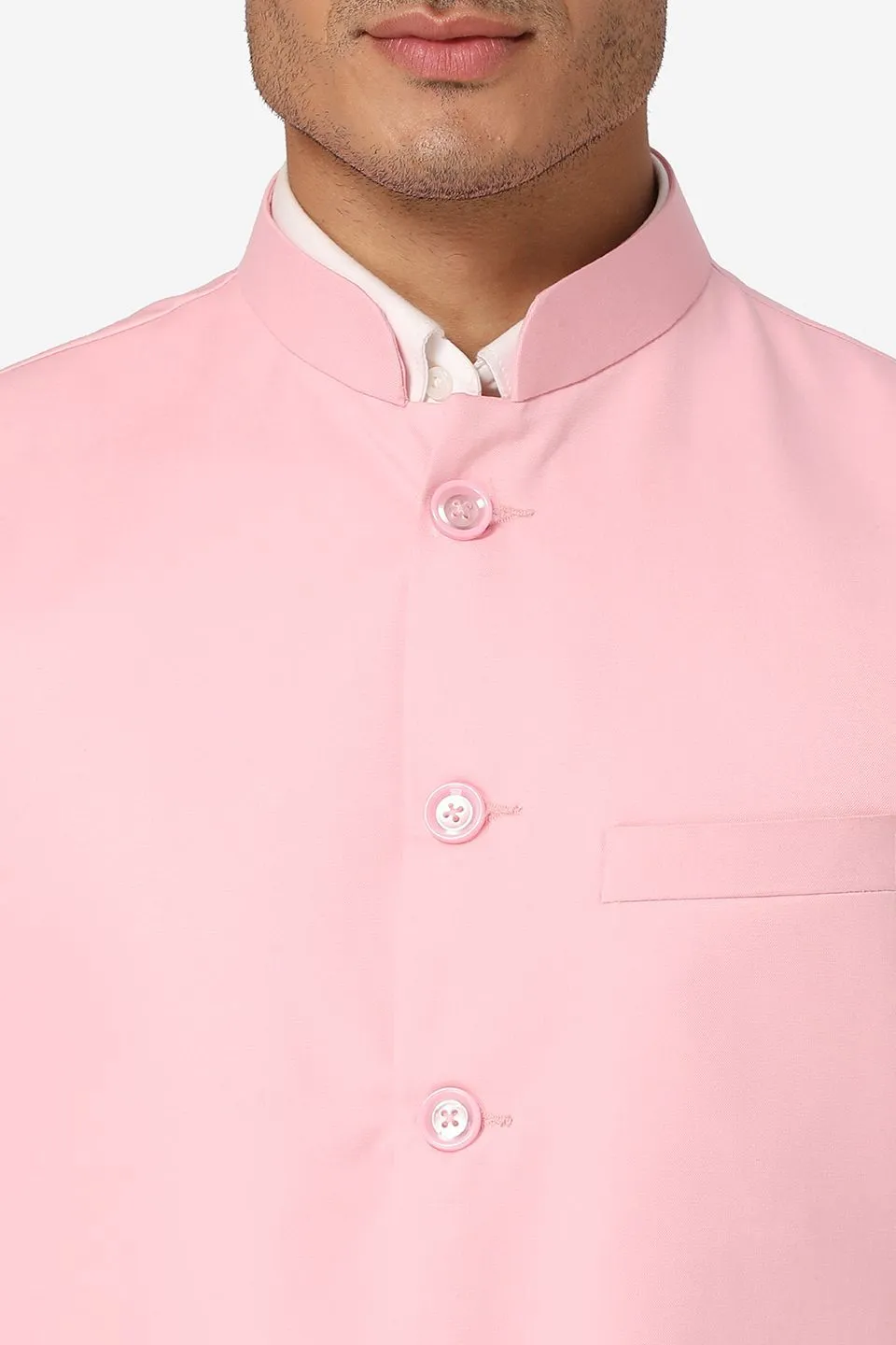 Polyester Cotton Pink Modi Nehru Jacket