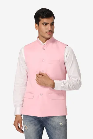 Polyester Cotton Pink Modi Nehru Jacket