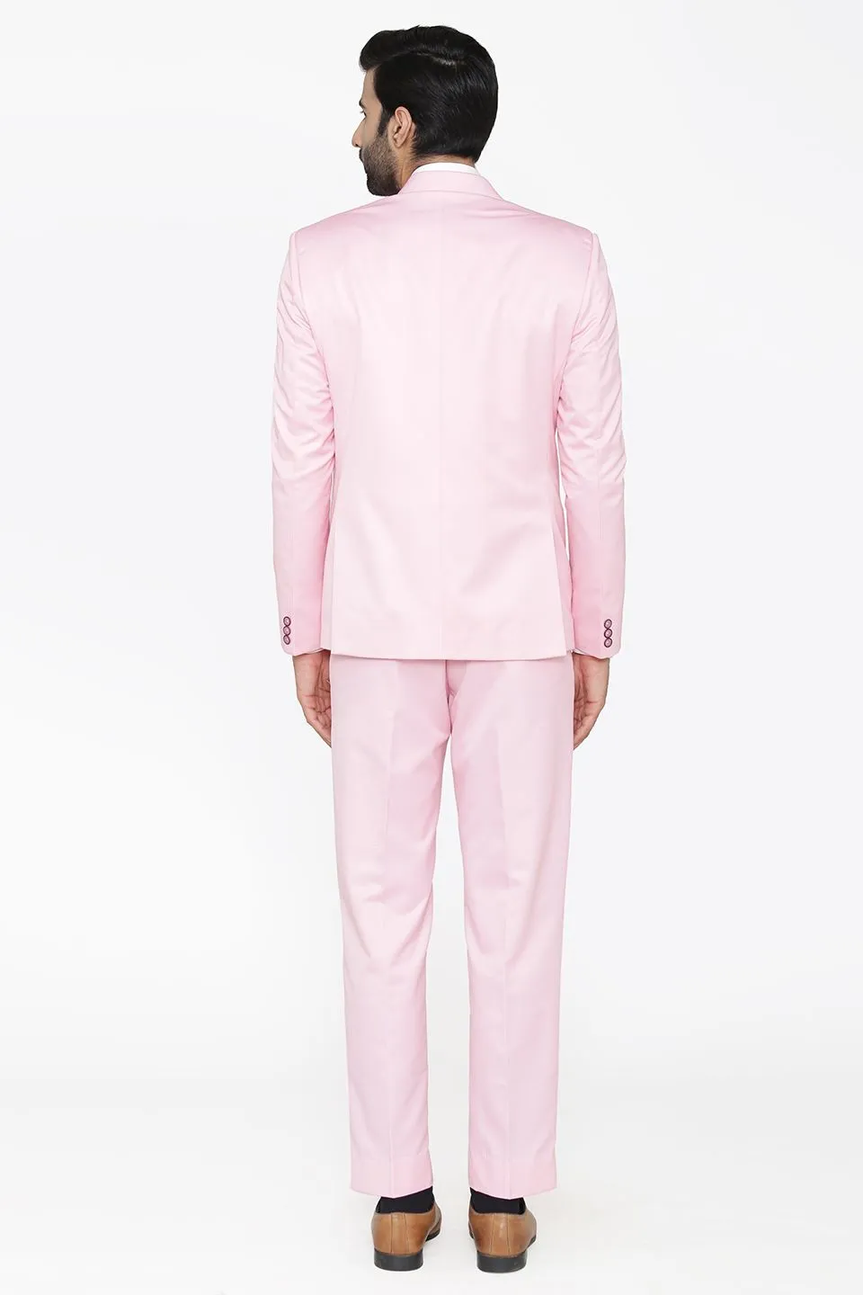 Polyester Cotton Pink Three Piece Suit