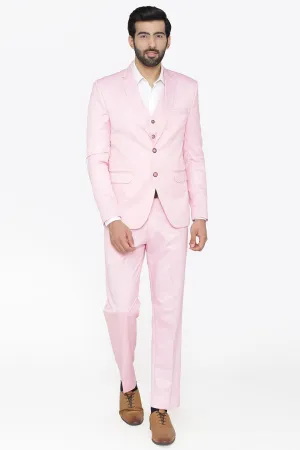 Polyester Cotton Pink Three Piece Suit