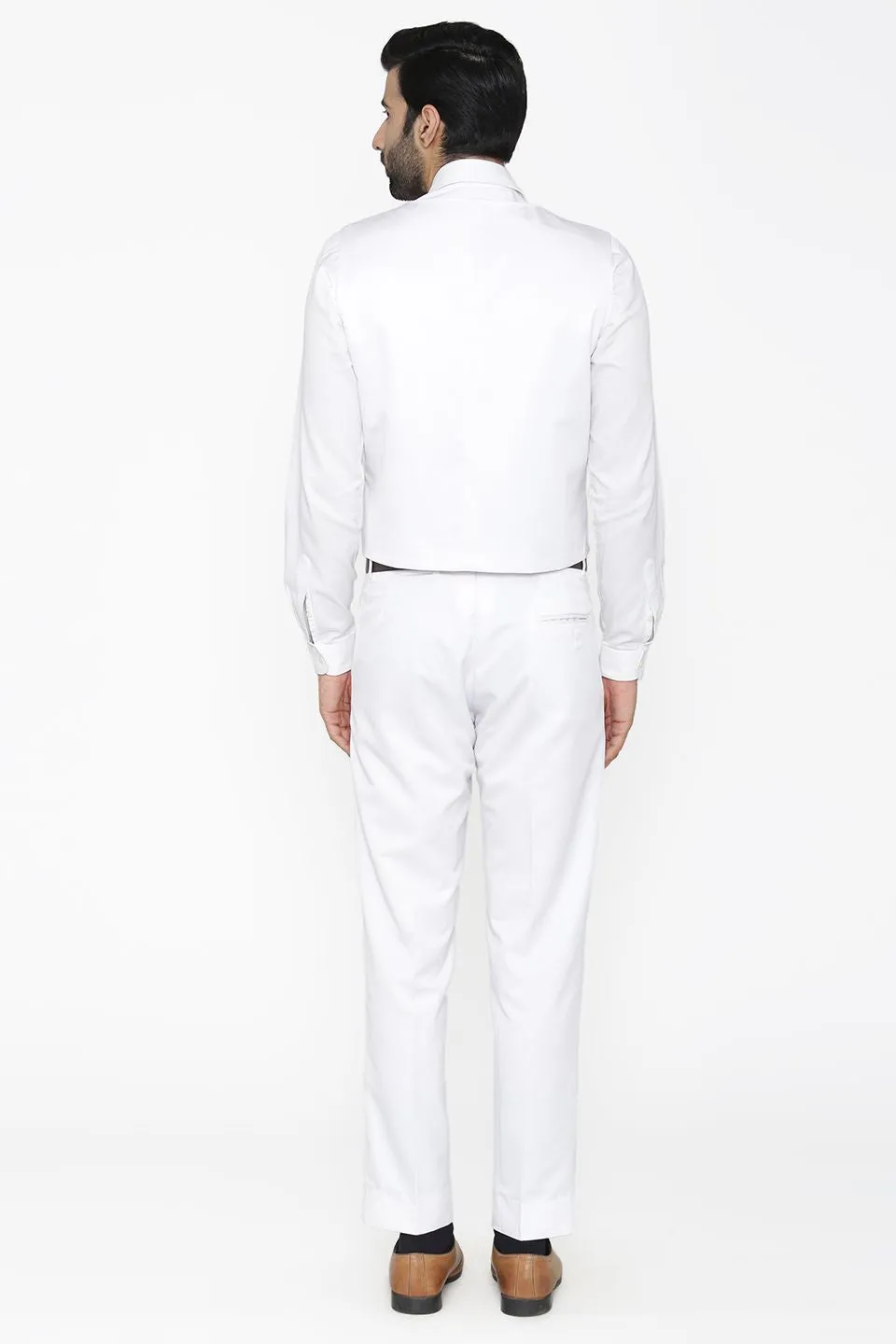 Polyester Cotton White Vest and Pant Set