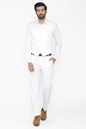Polyester Cotton White Vest and Pant Set