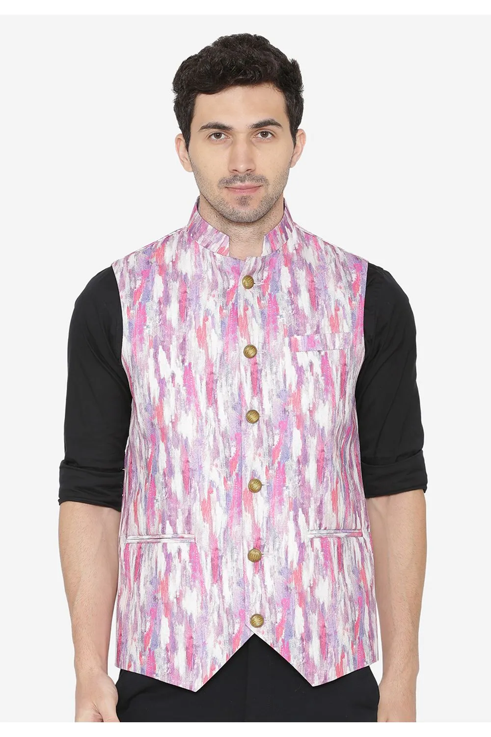 Polyester Pink Modi Nehru Jacket