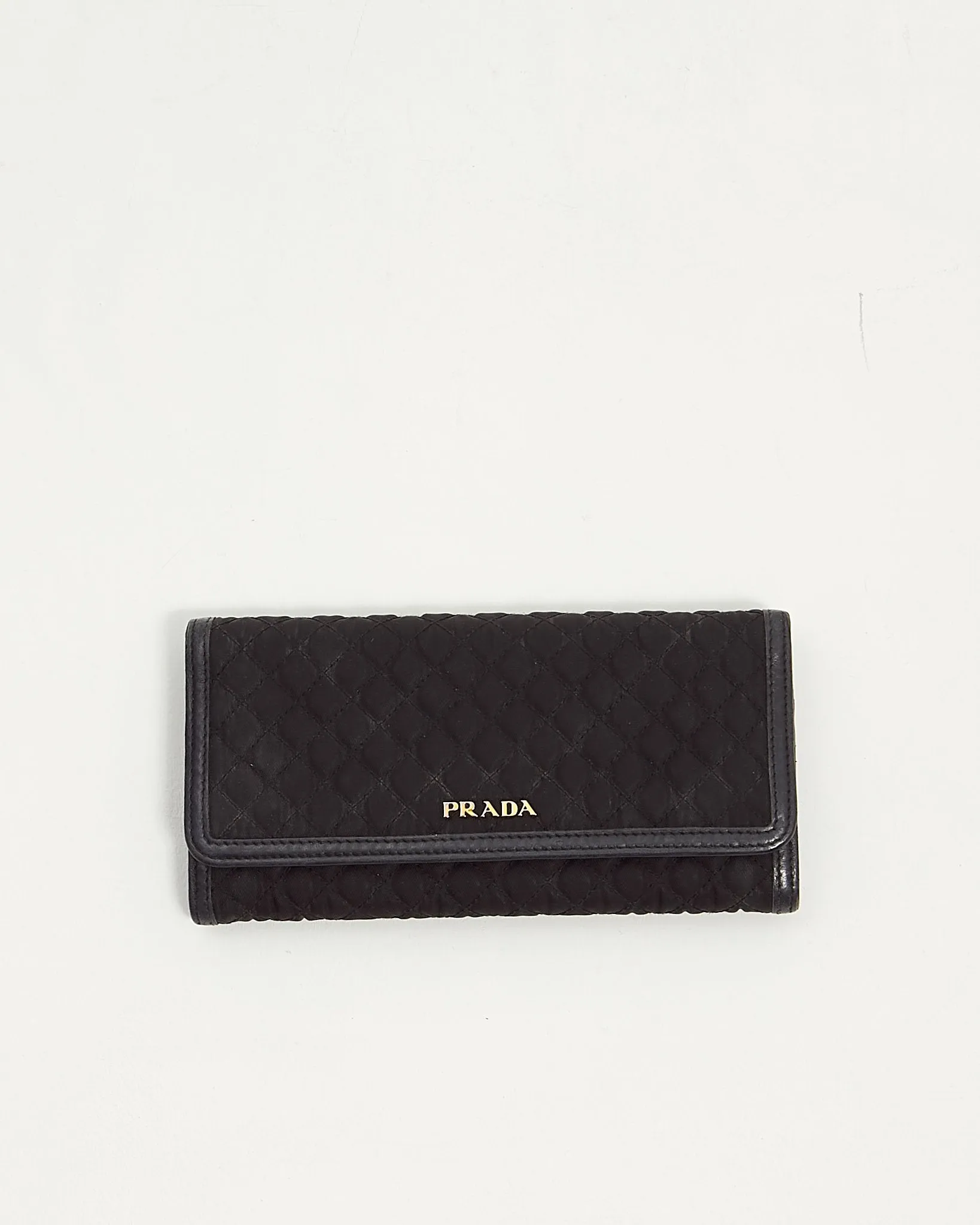 Prada Black Nylon Quilted Flap Continental Wallet